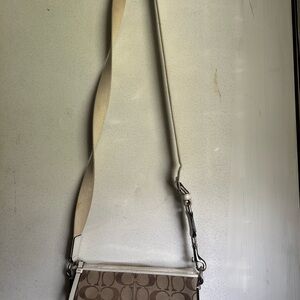Coach Tan and Cream Signature Crossbody Bag